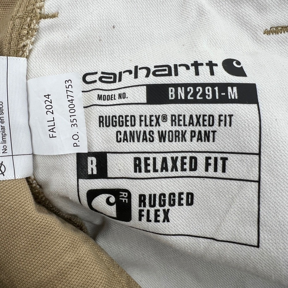 Carhartt BN2291 M Mens Khaki Rugged Flex Relaxed Fit Canvas Work Pants 30x30 New - Picture 5 of 10